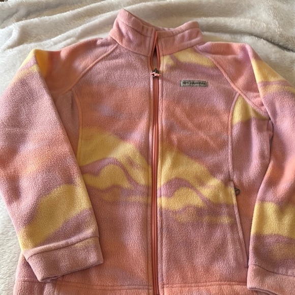 Gently Loved Girls Columbia Vibrant Pink and Yellow Fleece Jacket - Picture 1 of 9